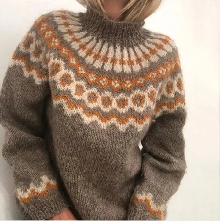 Women's Fair Isle patterned turtleneck jumper with long sleeves