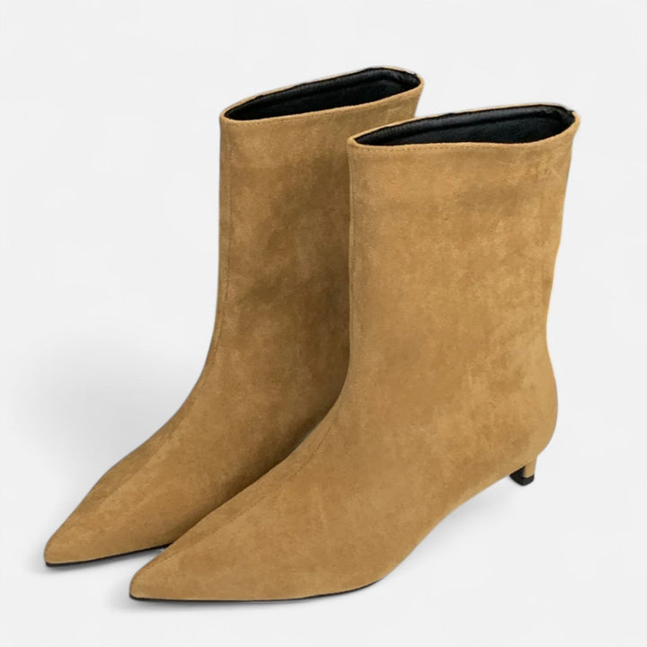 Women's pointed toe ankle boots with low heels