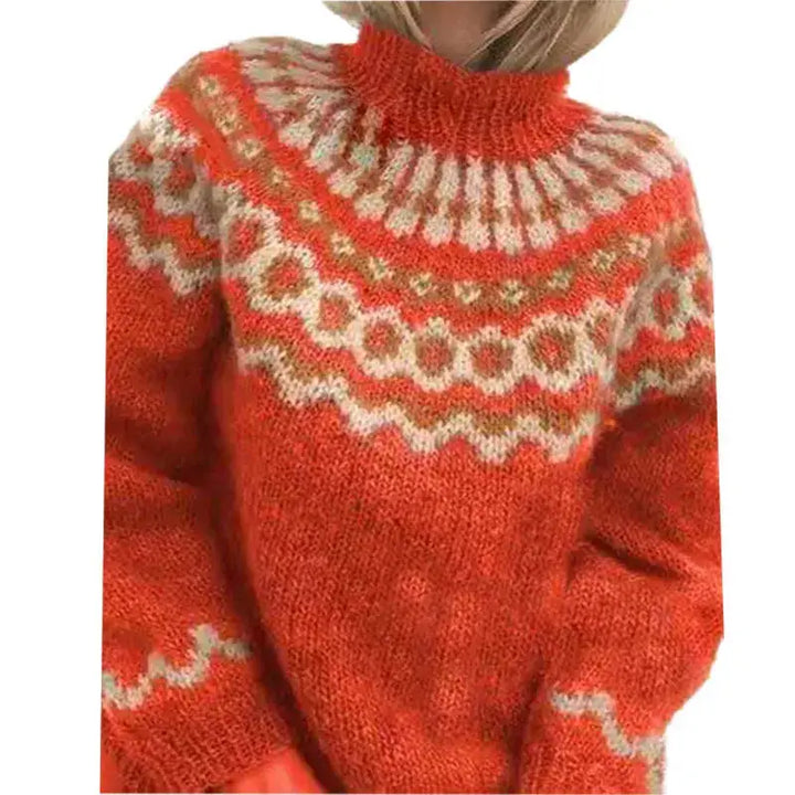 Women's Fair Isle patterned turtleneck jumper with long sleeves