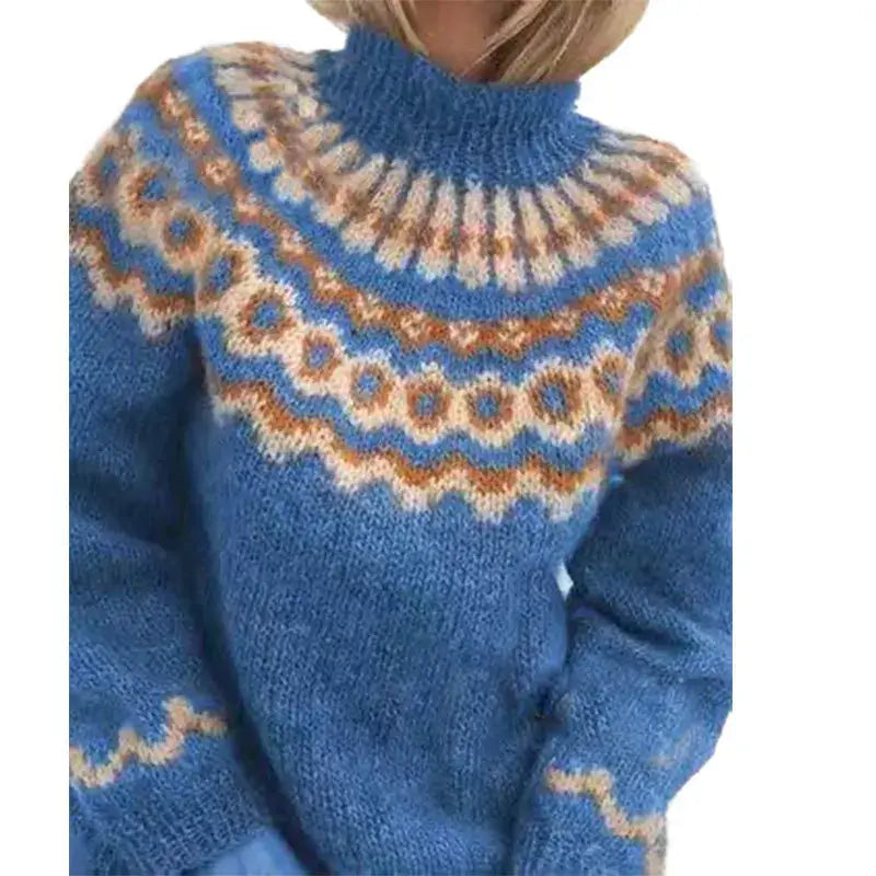 Women's Fair Isle patterned turtleneck jumper with long sleeves