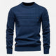 Men's long-sleeve striped crew neck sweater with ribbed trims