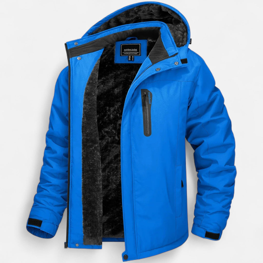 Men's camouflage hooded parka with dark pile-style lining