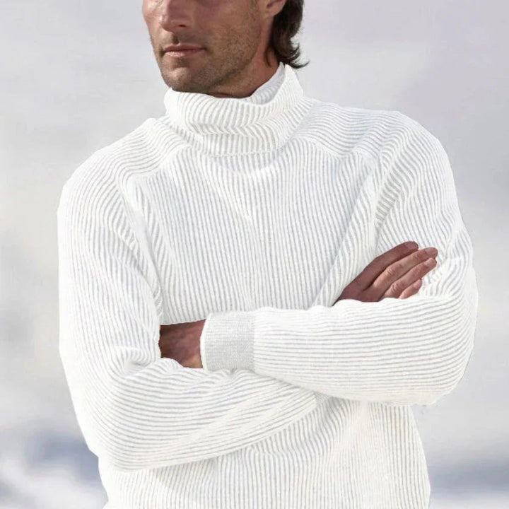 Men's ribbed turtleneck jumper with long sleeves
