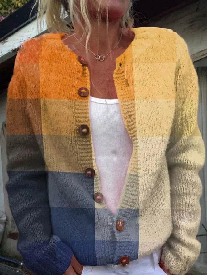 Women's floral cardigan with long sleeves and button front