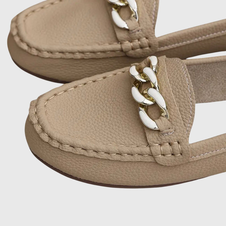 Harlow | Women's Casual Slip-On Flat Loafers with Gold Chain Detail