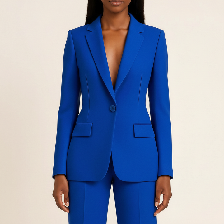 Women's tailored blazer and full-length trousers suit set
