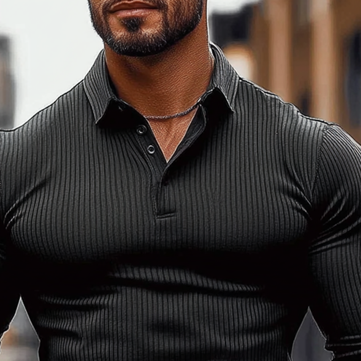 Dexter | Men's Striped Long Sleeve Polo Shirt