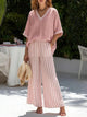 Women's 2-Piece Striped Linen Set - Relaxed Fit, Elastic Waist, 7 Colours