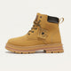 Men's ankle-height lace-up boots with padded collar, round toe and lug sole