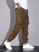 Men's corduroy cargo trousers with drawstring waist and elasticated ankle hems