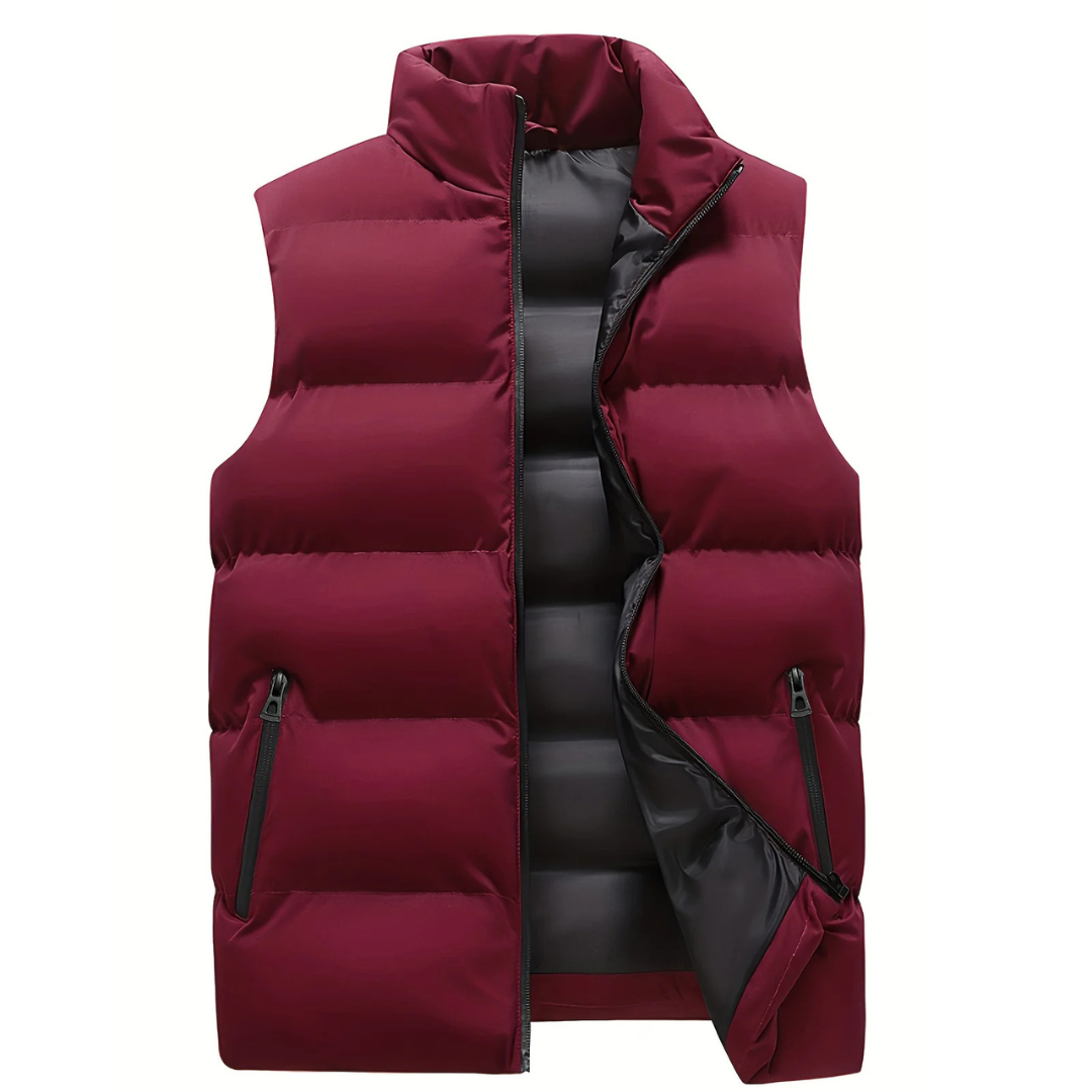 Men's quilted sleeveless puffer gilet with mock neck and zipped pockets