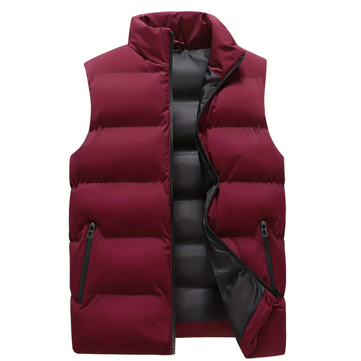 Men's quilted sleeveless puffer gilet with mock neck and zipped pockets