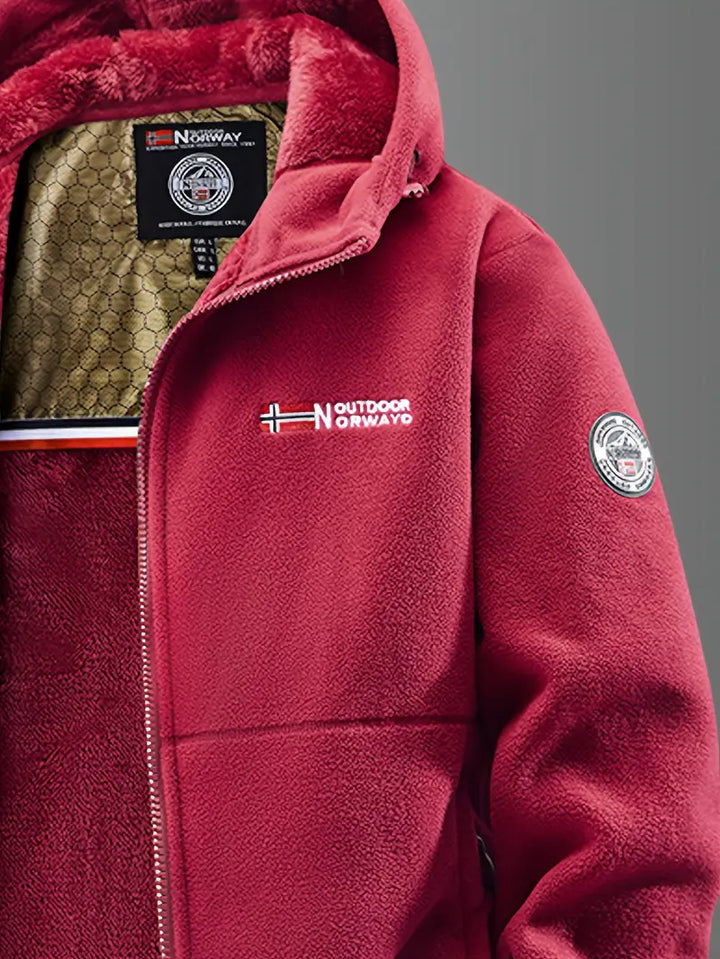 Men's hooded textured jacket with full zip and front pockets