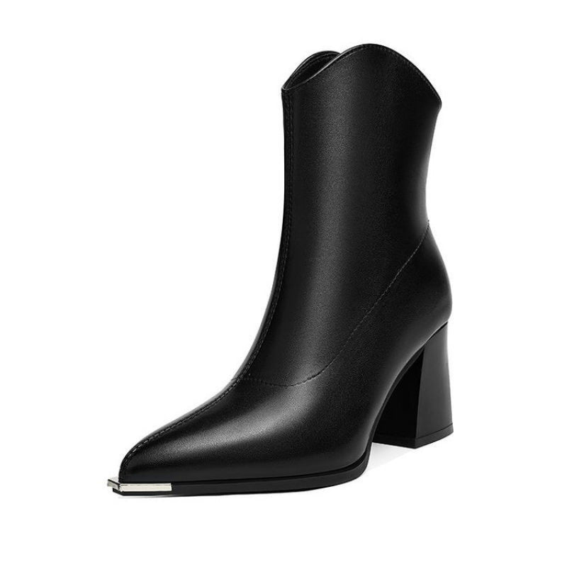 Women's pointed toe ankle boots with block heels