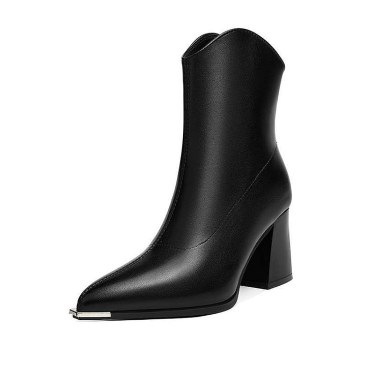 Women's pointed toe ankle boots with block heels