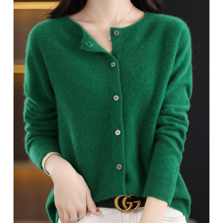 Women's long-sleeved knitted button-front cardigan