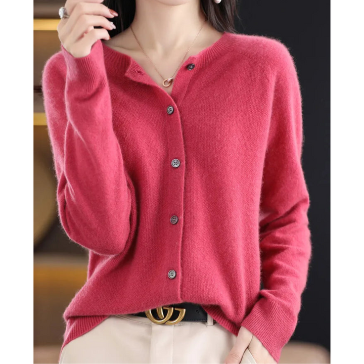 Women's long-sleeved knitted button-front cardigan