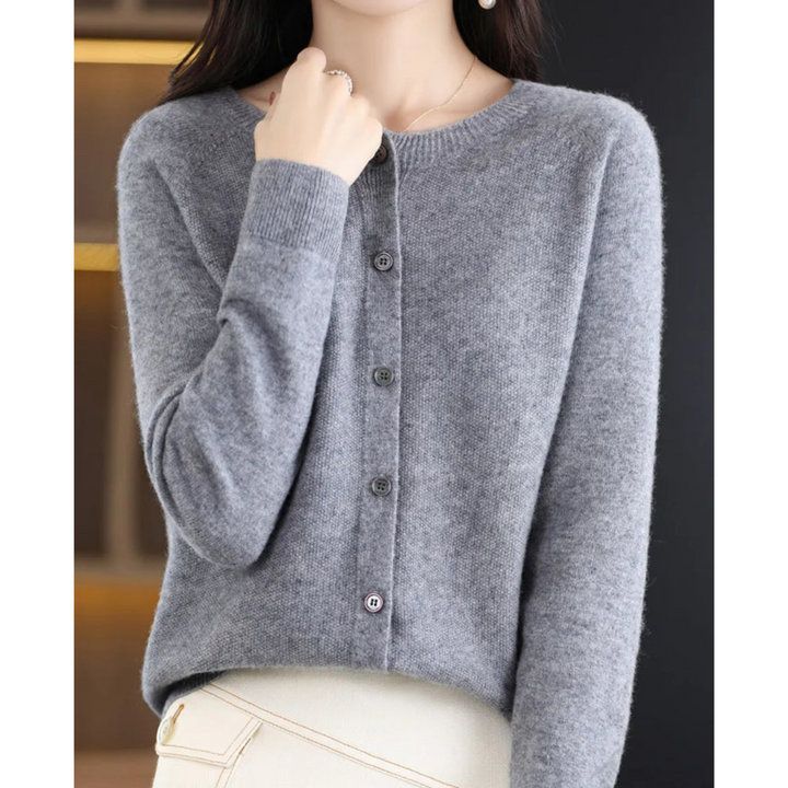Women's long-sleeved knitted button-front cardigan