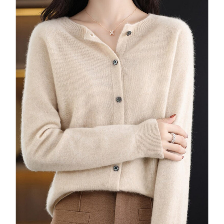 Women's long-sleeved knitted button-front cardigan