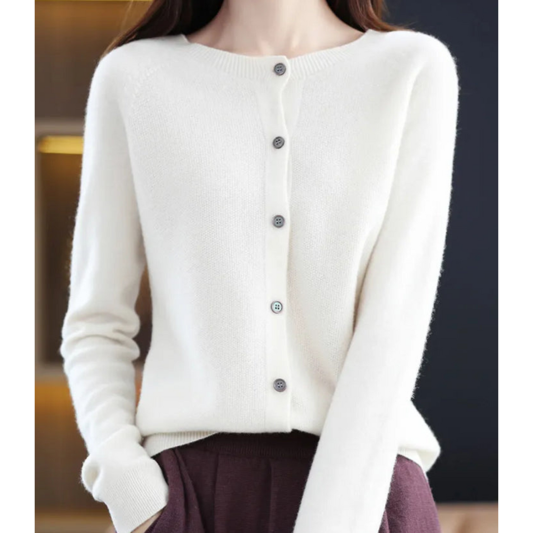 Women's long-sleeved knitted button-front cardigan