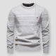 Men's long-sleeved crew neck jumper with textured panel detailing and ribbed trims