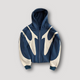 Men's graphic zip hoodie with hood and contrasting abstract panels