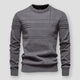 Men's long-sleeved crew neck jumper with textured panel detailing and ribbed trims