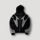 Men's graphic zip hoodie with hood and contrasting abstract panels