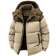 Men's hooded quilted puffer jacket with front zip and pockets