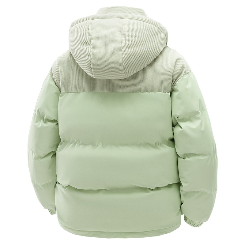 Men's hooded quilted puffer jacket with front zip and pockets