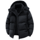 Men's hooded quilted puffer jacket with front zip and pockets