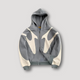 Men's graphic zip hoodie with hood and contrasting abstract panels