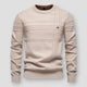 Men's long-sleeved crew neck jumper with textured panel detailing and ribbed trims