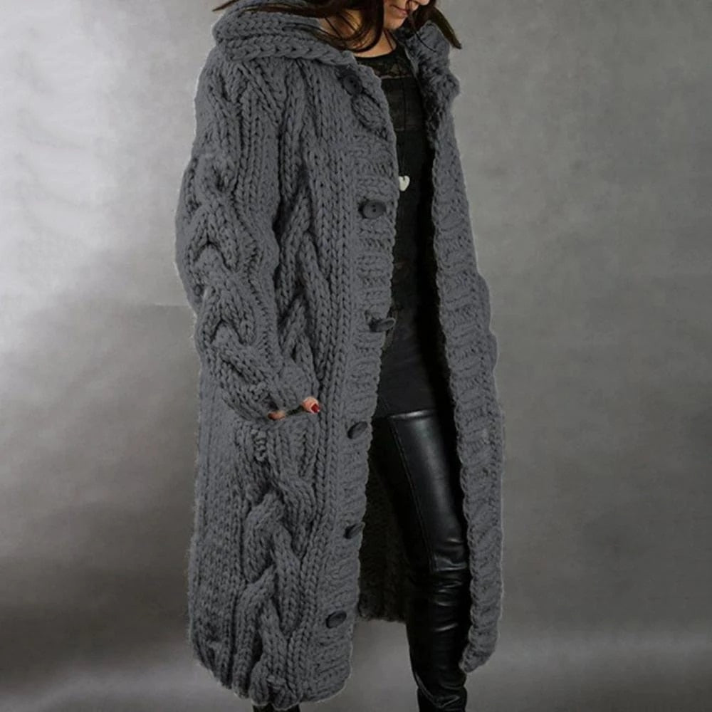 Diana | Women’s Oversized Cable Knit Button Cardigan - Image 3