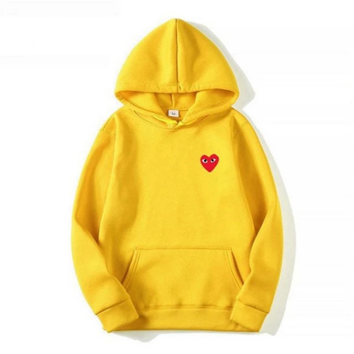 Women's pullover hoodie with heart graphic and kangaroo pocket