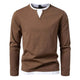 Long-sleeve men's Henley sweater with split neckline