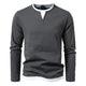 Long-sleeve men's Henley sweater with split neckline