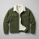 Corduroy jacket with sherpa collar, button front and four pockets