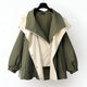 Women's colour block windbreaker jacket with wide collar and long sleeves