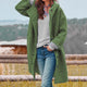 Women's long hooded coat with buttons and patch pockets