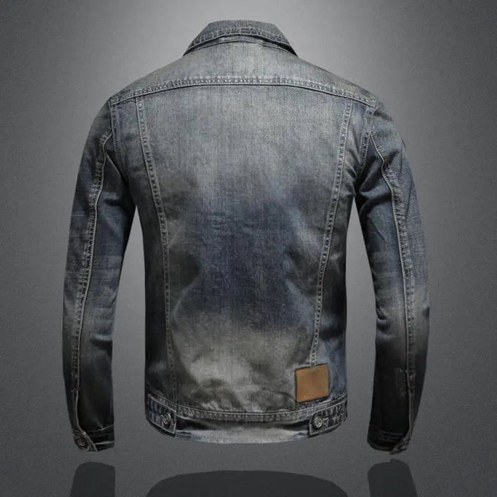 Men's washed denim jacket with chest pockets
