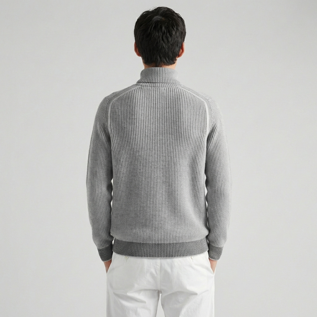 Men's ribbed turtleneck jumper with long sleeves