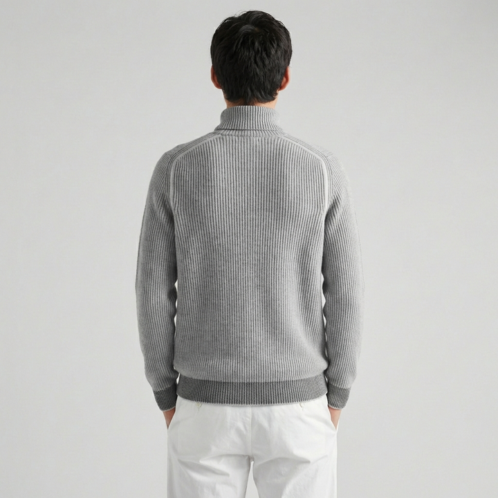 Men's ribbed turtleneck jumper with long sleeves