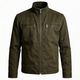 Men's olive field jacket with high collar and zip pockets