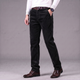 Men's straight-leg trousers with belt loops and angled side pockets