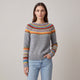 Women's multicoloured patterned boat neck jumper with long sleeves