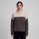 Women's long-sleeve turtleneck jumper with contrasting herringbone knit pattern