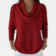 Women's long sleeve cowl neck knit sweater with ribbed hem