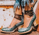 Women's ankle boots with three buckle straps and block heels