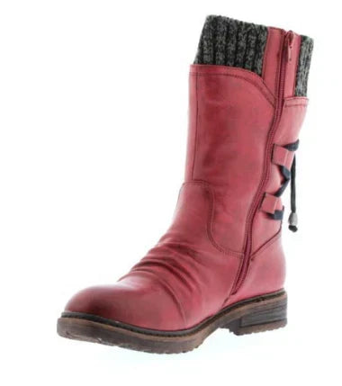 Women's ankle boots with side lacing, stud detail and low block heel